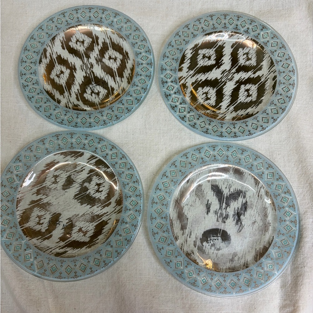 Patina Vir Elegant Blue and Brown Patterned Dinner Plates